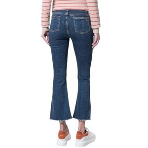 RAG & BONE Size 29 High Rise Flare Crop Jeans With Stretch Paz Dark Blue S18
